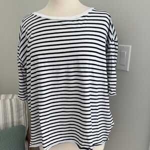 Frank & Eileen Black and White Striped Long Sleeve Top